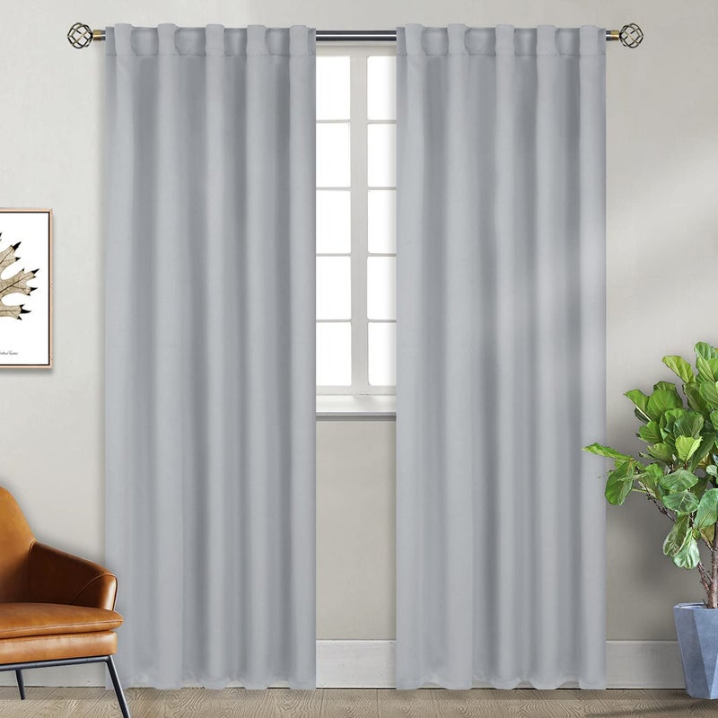 BGment Light Grey Blackout Curtains 2 Panels 84 inches Long for Bedroom - Rod Pocket and Back Tab Thermal Room Darkening Curtains for Living Room, 2 Window Curtain Panels, 42 x 84 Inch - Image 1